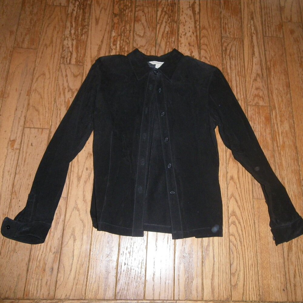 Women's 100% Suede Leather Casual Button Up Shirt